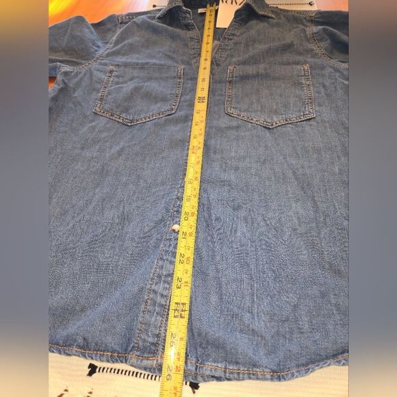 NWT Zara Womens Blue Jeans Shirt Size S - Picture 9 of 10